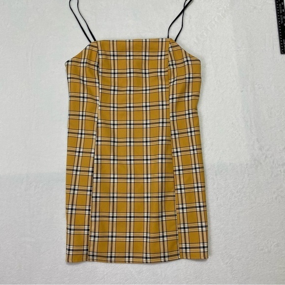 Urban Outfitters Mini Dress Sz Large Plaid Yellow Clueless 90s - Picture 8 of 9